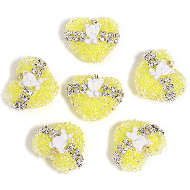 Wholesale 5pcs/pack Rhinestone Crown Bear Love Beads Shiny Sugar Beads